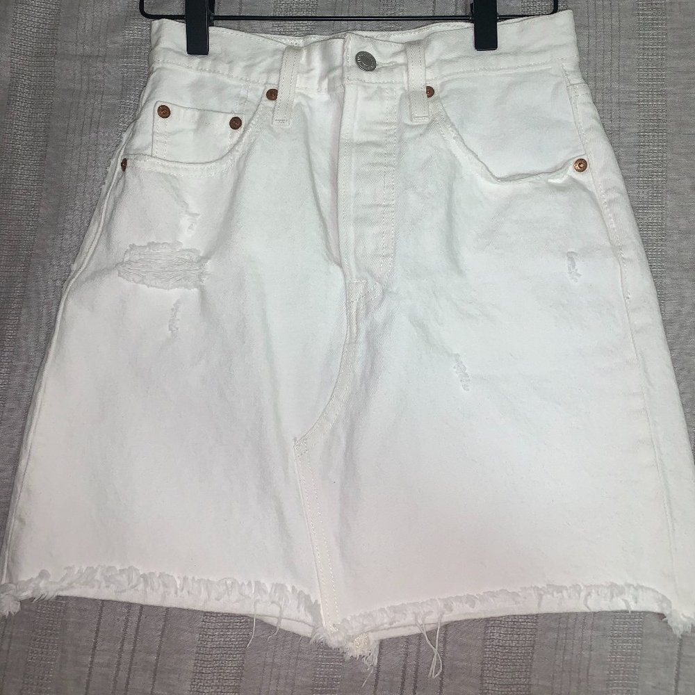 White jean skirt